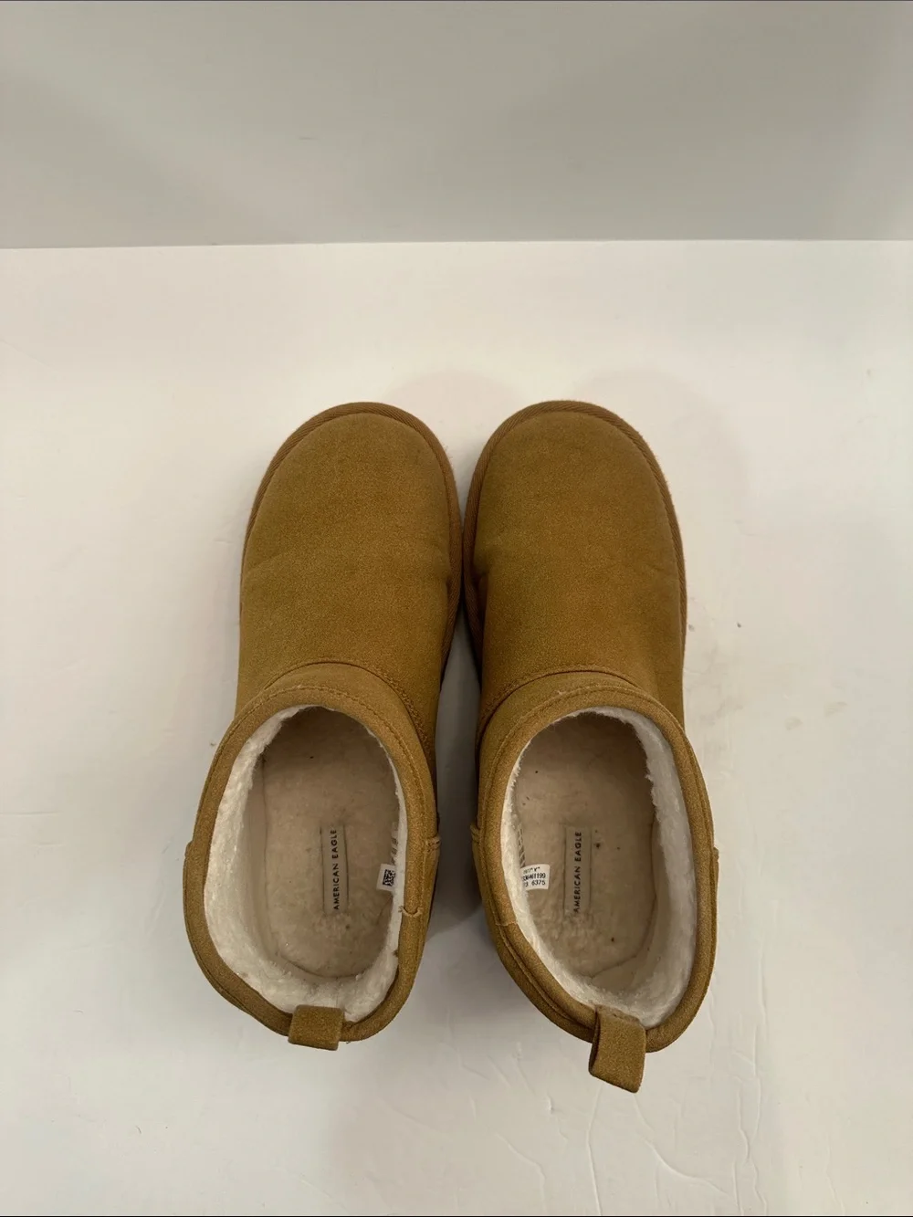 American Eagle Tan Suede Shearling Lined Ankle Boots Size 9